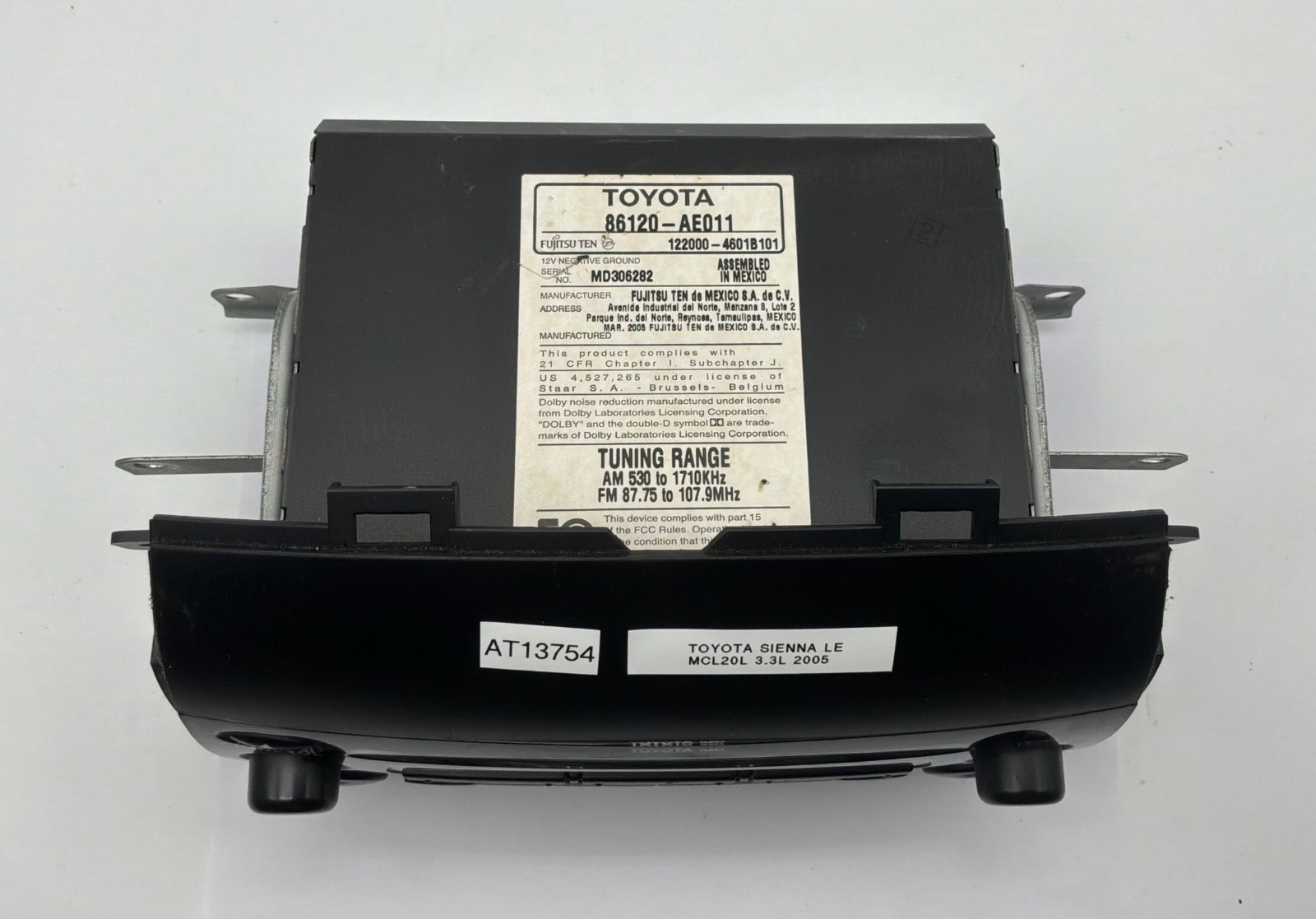 OEM 04-10 Toyota Sienna LE AM FM Radio Receiver WMA MP3 CD Single Disc Player