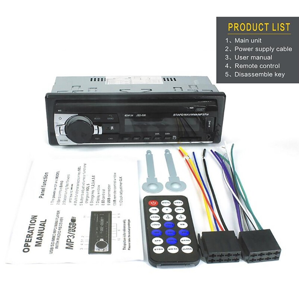 60W MP3/MP4/MP5/WMA/WAV/FLAC 24V Radio FM Remote Car Player Stereo Receiver Kit