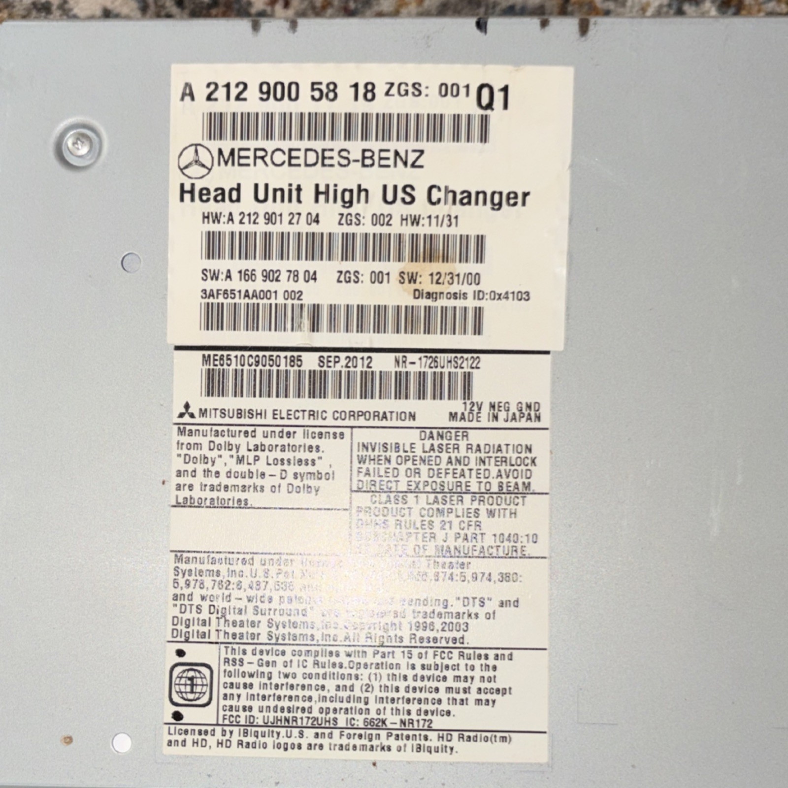 Mercedes-Benz W212 OEM Radio NTG 4.5 Multimedia Player 2010-2013
