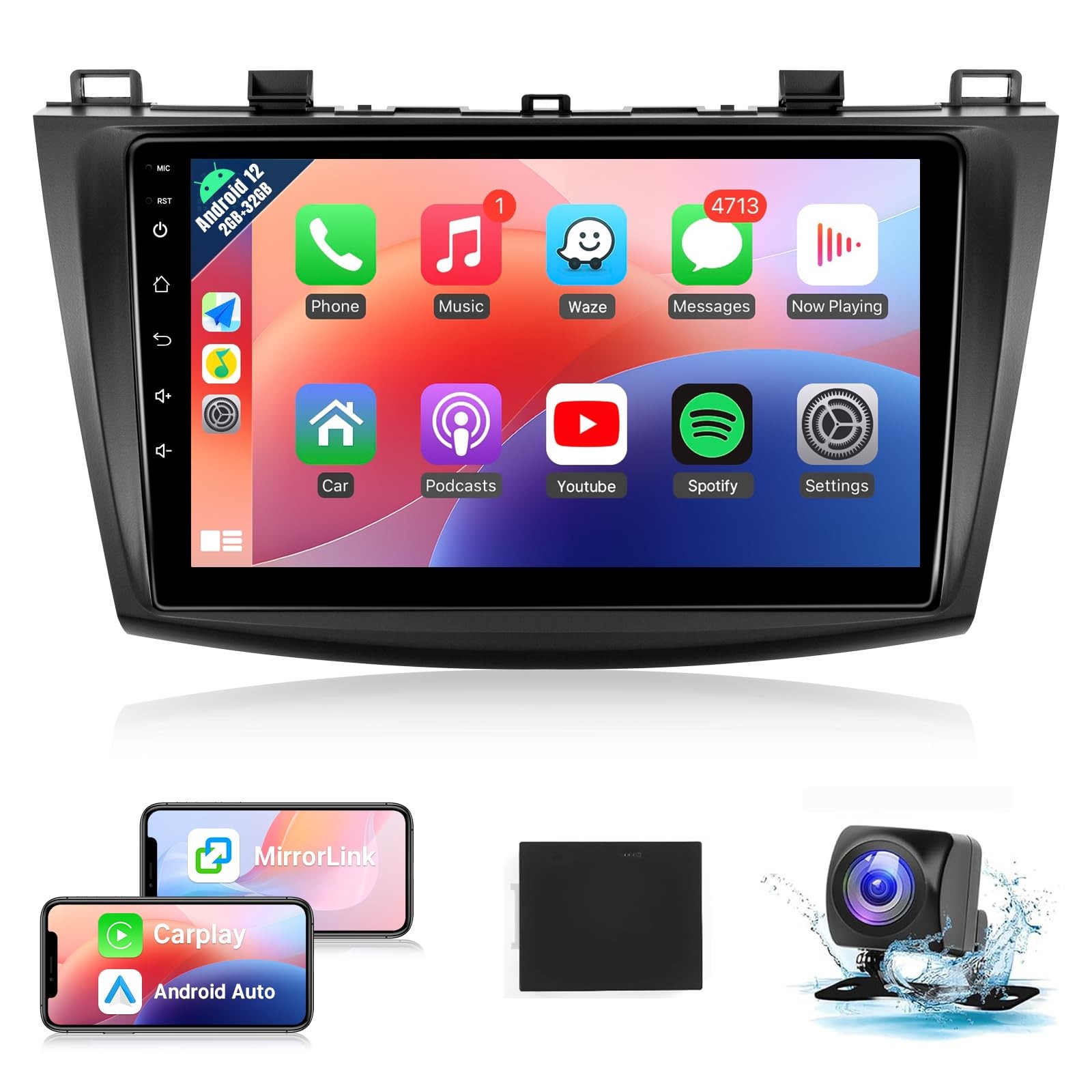 For Mazda3 2010-2013 Android15 Head Unit CarPlay GPS Navi Bluetooth Touch Screen