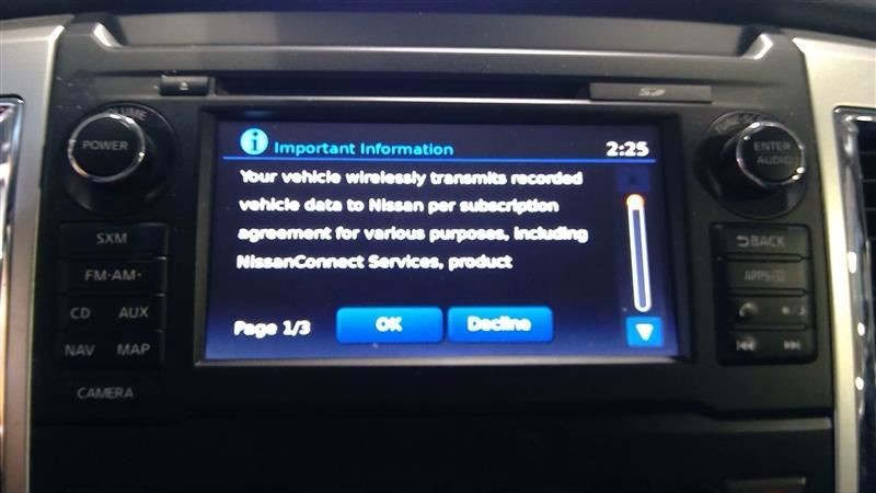 2018 Nissan Titan Radio Display and Receiver w/Navigation