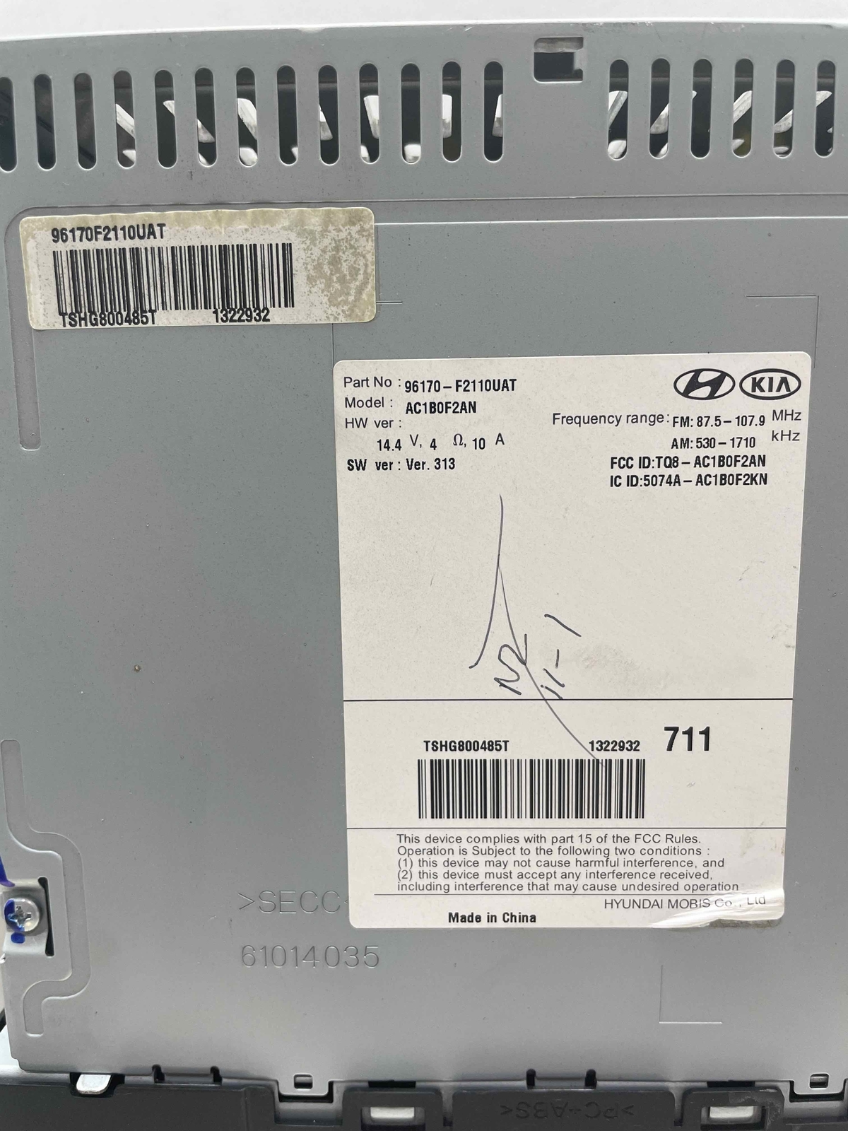 2017 Hyundai Elantra Sedan OEM AM/FM Radio Receiver CD Player 96170-F2110UAT 18
