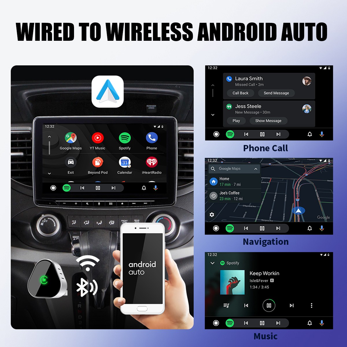 5G WIFI USB Wireless CarPlay Adapter For iPhone Android Auto Dongle Plug & Play