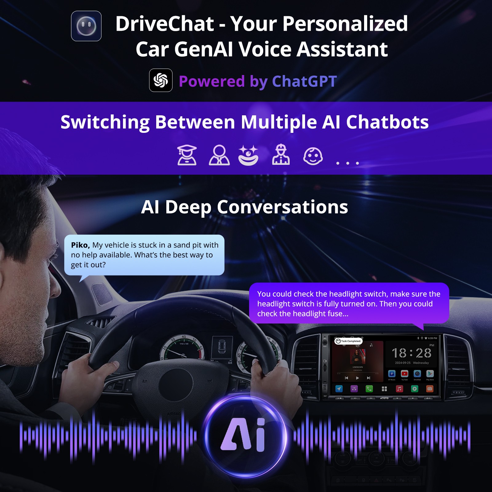 ATOTO A6 7IN 2DIN Android Car Stereo-2G+32G Wireless Android Auto & CarPlay,2xBT