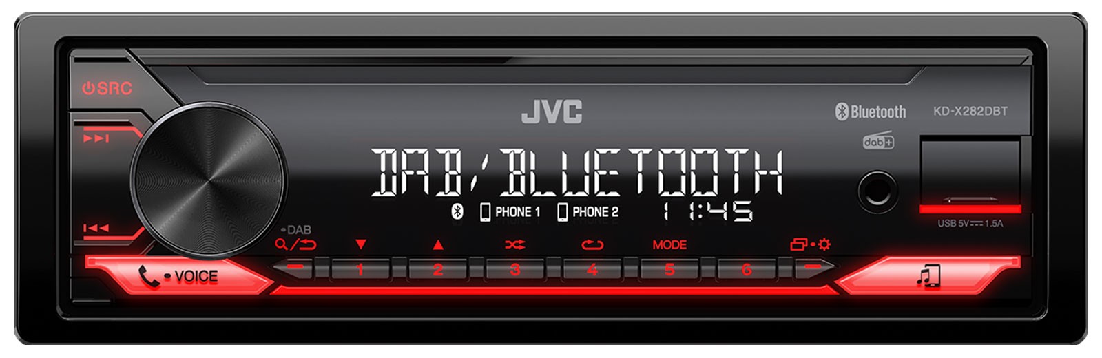 JVC Bluetooth USB DAB Steering Wheel Car Stereo for Renault Wind N 2009-2014 Black