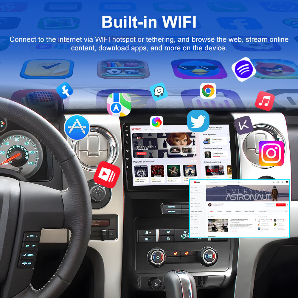 For Ford F150 2009-2014 Carplay Android 13 Car Stereo Radio WiFi GPS Navi+Camera
