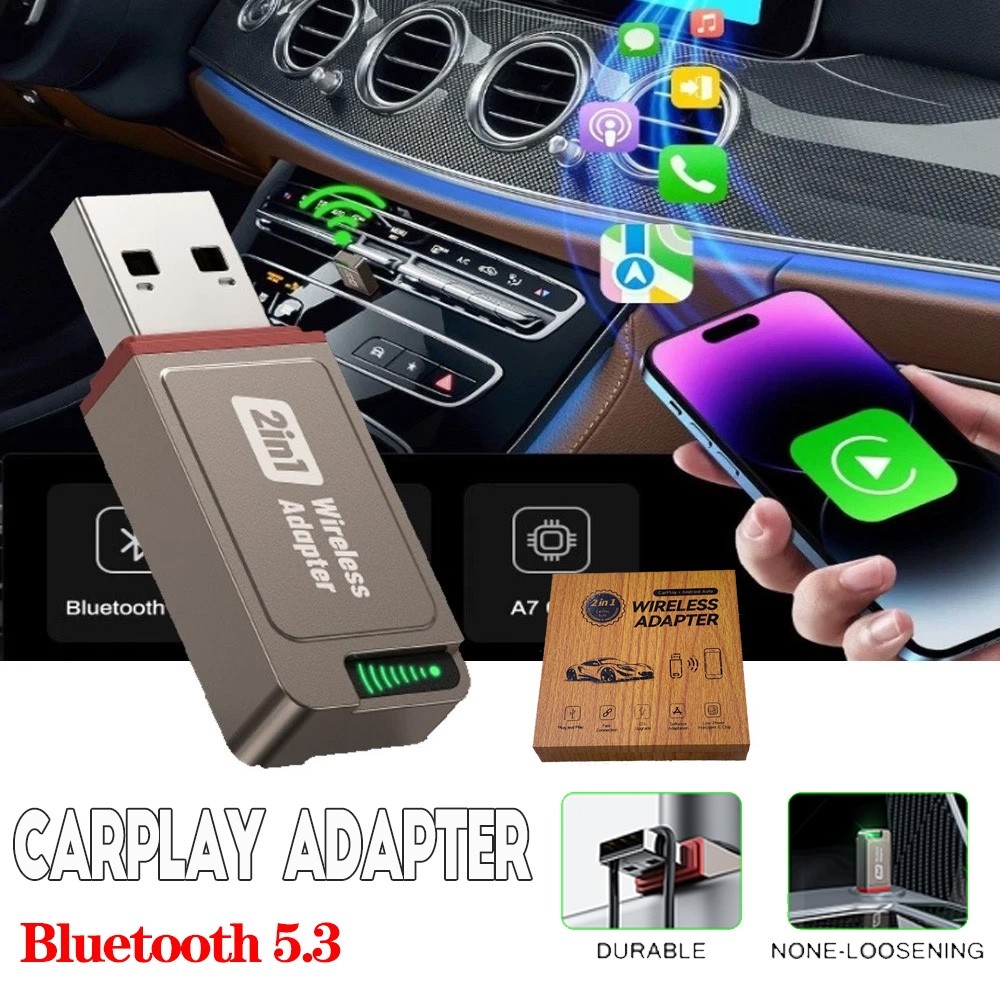 Auto Adapter 2in1 Wireless Carplay Android Mini w/Box Plug&Play Wireless Dongle