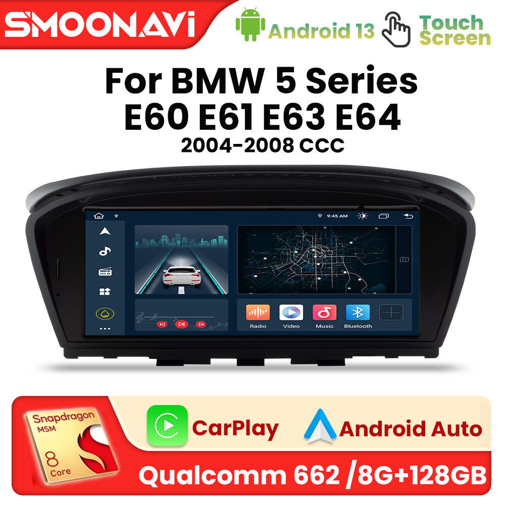4G LTE Android 14 Car Stereo 8 Core 8+128G GPS Sat Nav For BMW 5 Ser E60 E61 E90 CCC