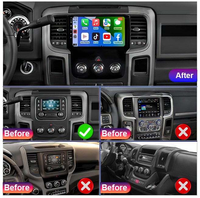 Car Radio Stereo Fit For Carplay For 2013-18 Dodge Ram 1500 2500 3500 Android 13