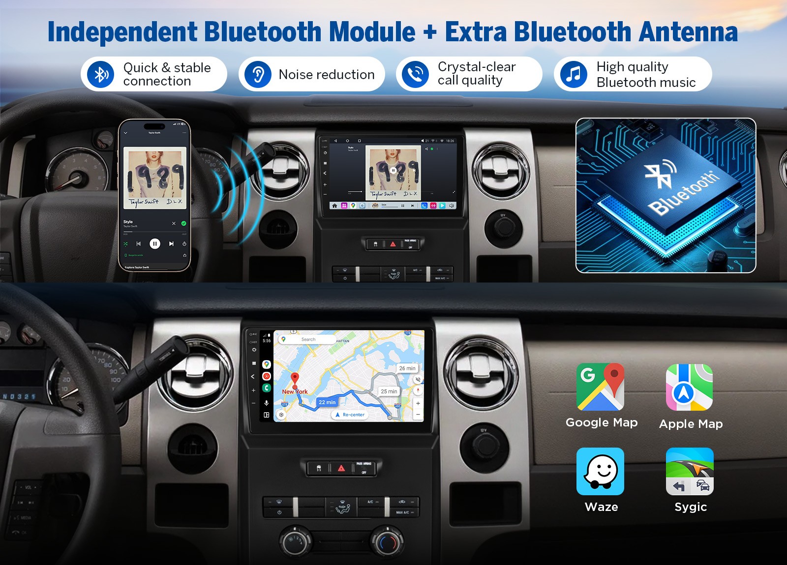 FDF1X7S For Ford F150 9″Android 14 QLED 6+64 Car Stereo Apple CarPlay GPS 4G LTE