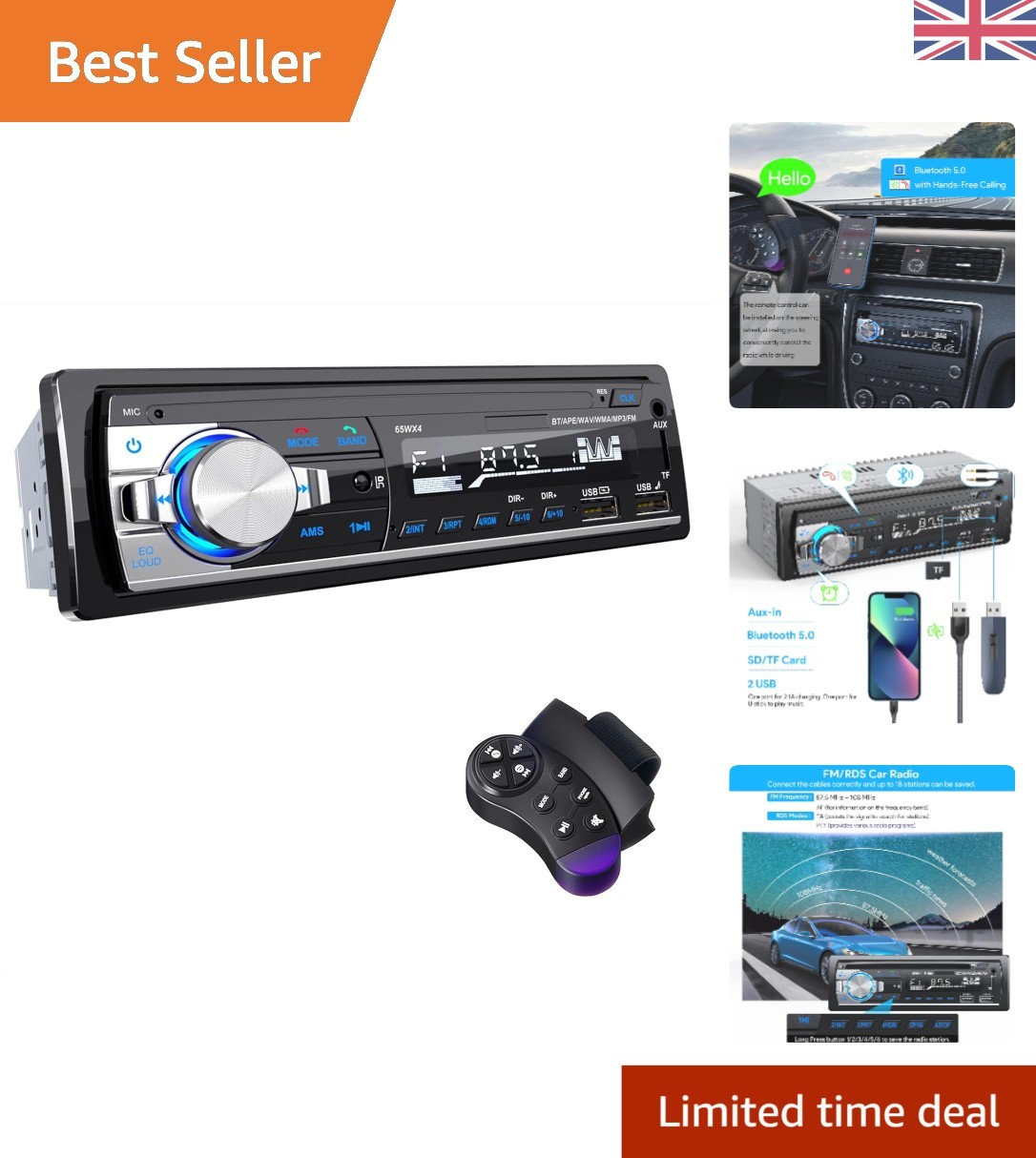 All-in-One Bluetooth Car Stereo with Hands-Free Calling & Easy Installation