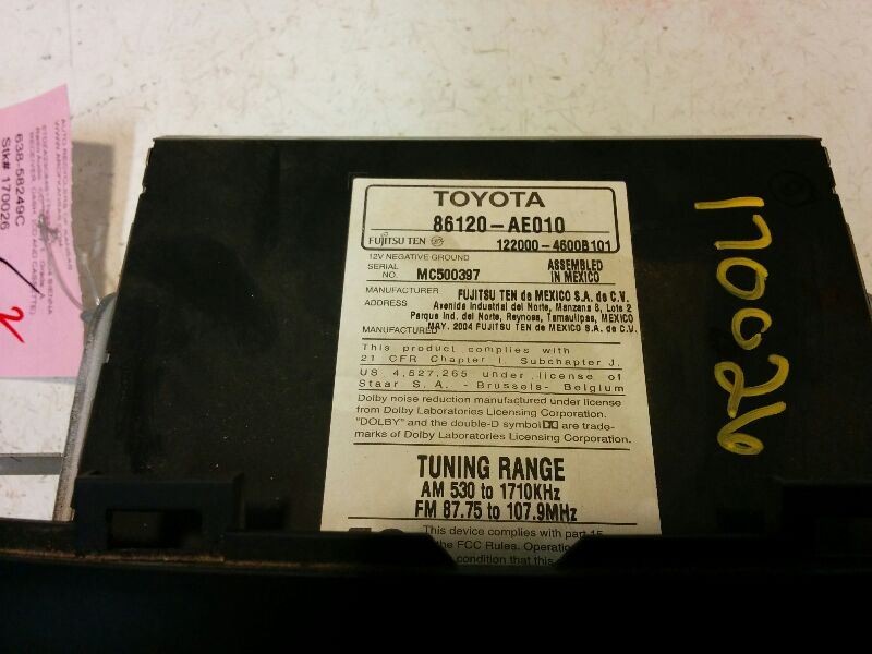 Audio Equipment Radio Receiver Dash CD And Cassette Fits 04-05 SIENNA 656716