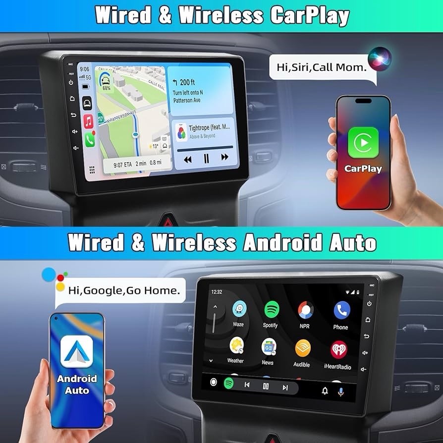Car Radio Stereo for Dodge Ram 1500 2500 3500 2013-2018 with Manual A/C, CarPlay