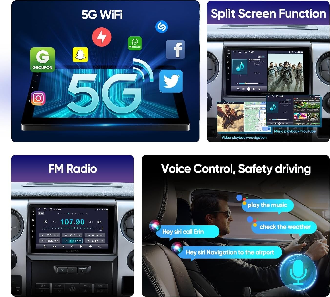 For 2009 2010 11 12 2013 Ford F150 WiFi Apple Carplay Radio Android 13 RDS GPS