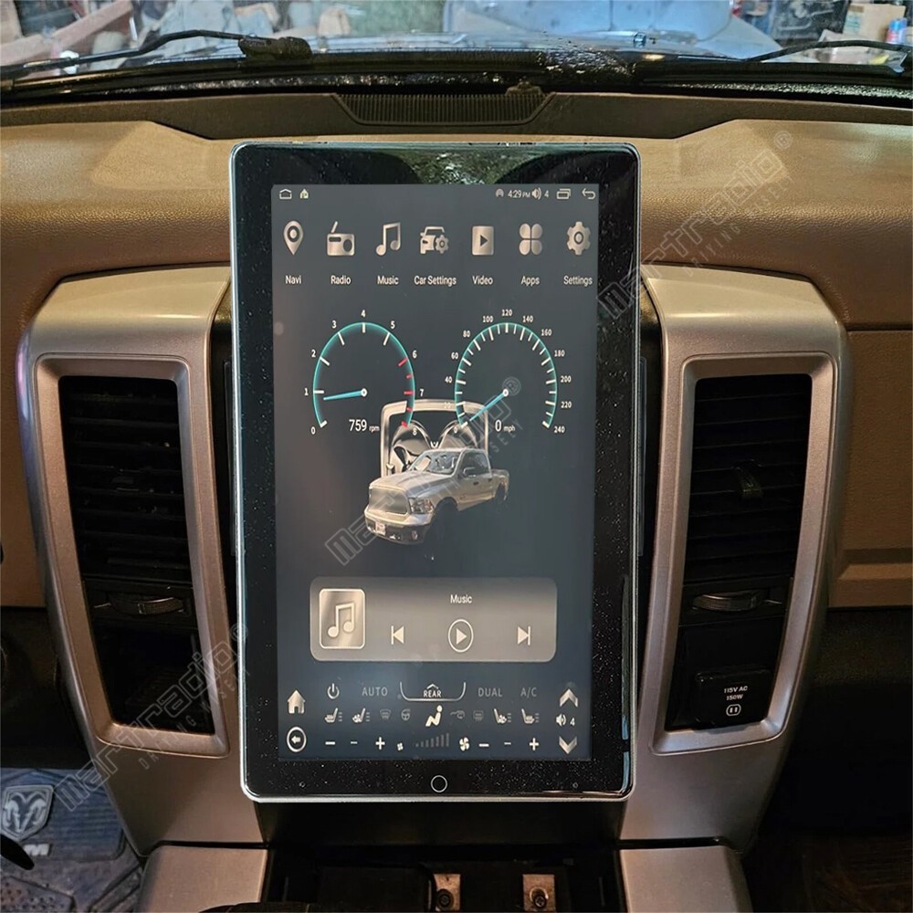 For 2009-2012 RAM 1500 2500 3500 Carplay Android 14 Rotated Stereo Radio GPS
