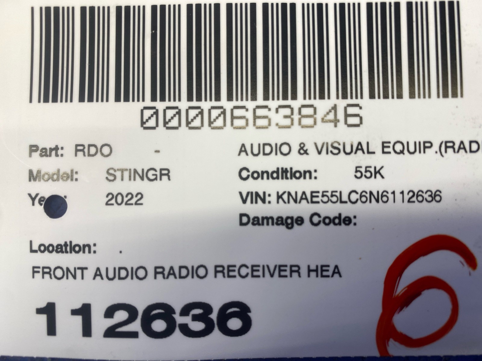 2022-2023 KIA STINGER FRONT AUDIO RADIO RECEIVER HEAD UNIT ASSEMBLY 96560-J5HB0