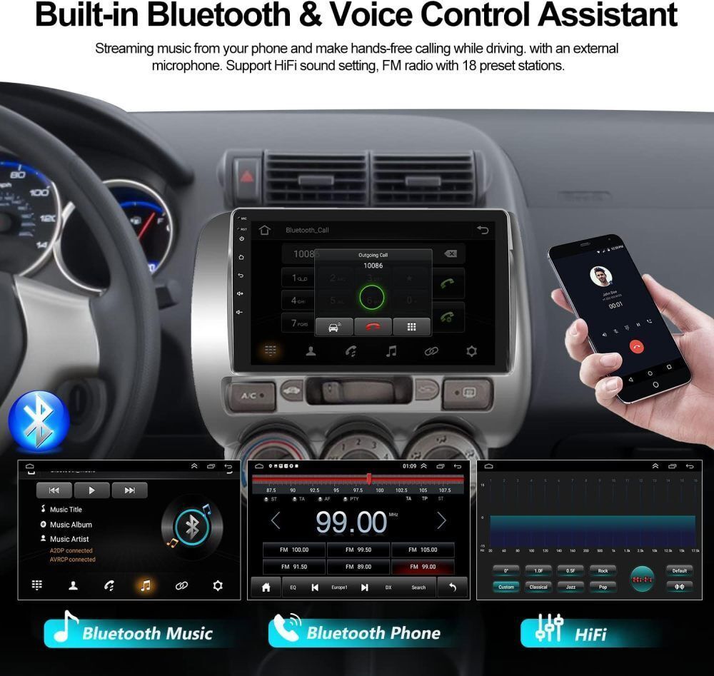 9” Car Radio Stereo GPS WiFi BT For Honda Fit Jazz 2006-2008 Carplay Android 14