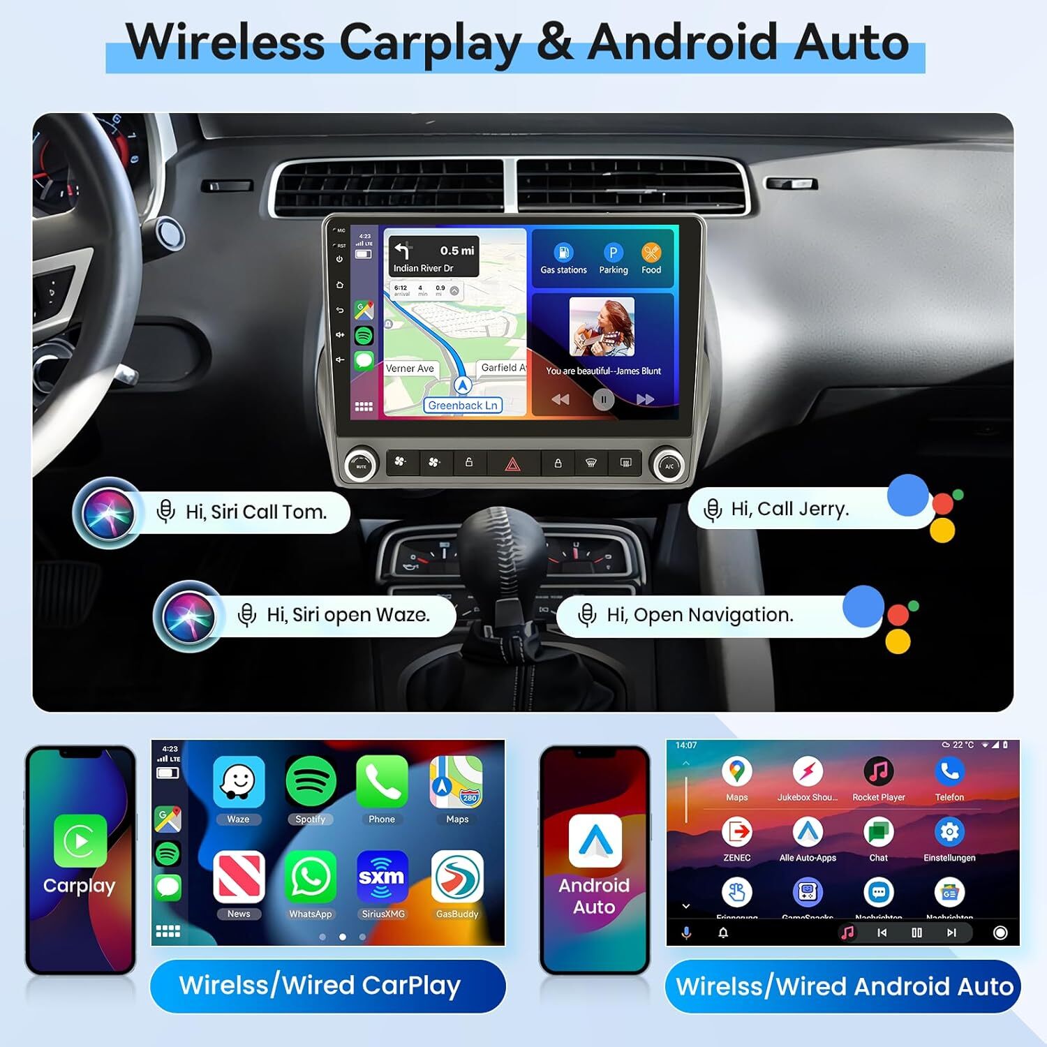 Car GPS DSP WiFi Radio Stereo Carplay Android 13 For Chevrolet Camaro 2010-2015