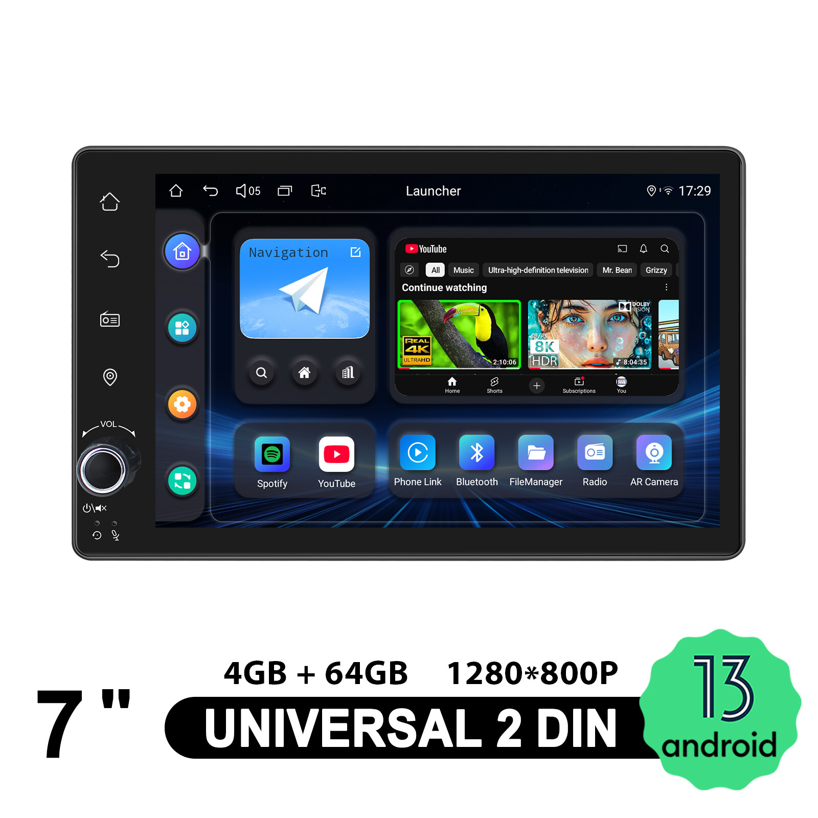 JOYING 2-DIN Universal Car Stereo 7″ Bluetooth CarPlay GPS Navi AUX-in 4G WiFi