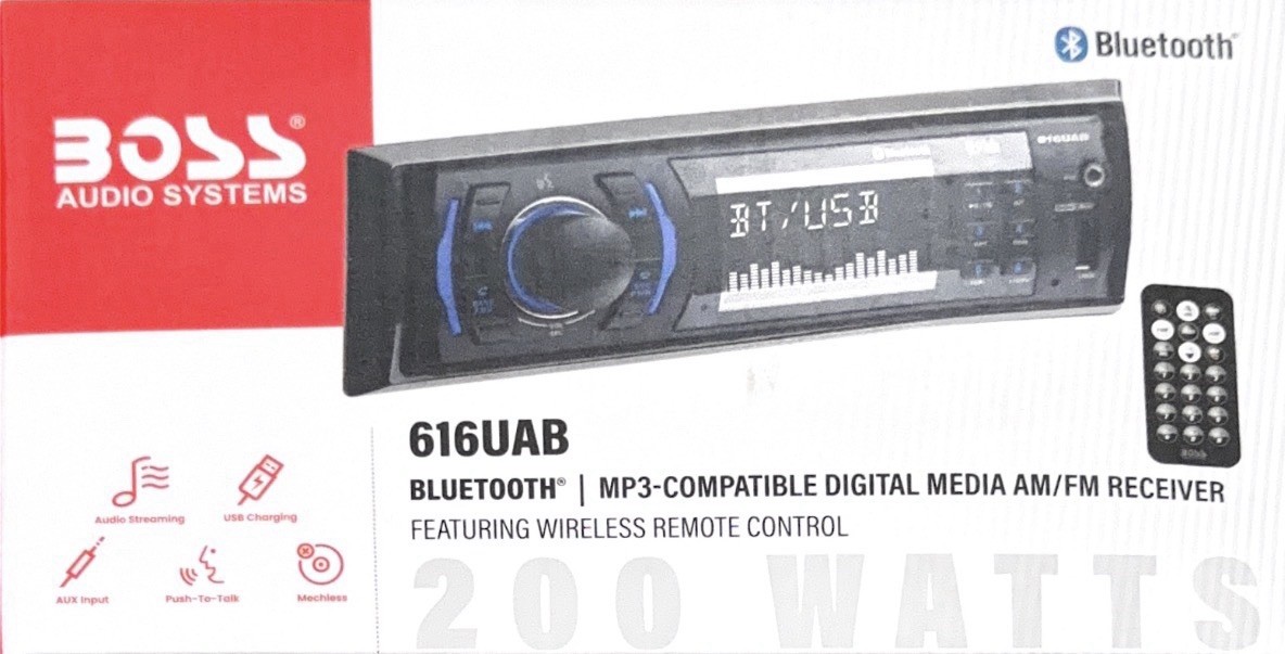 BOSS 616UAB Car Stereo, Bluetooth, AM/FM Radio, MP3, USB, Aux In