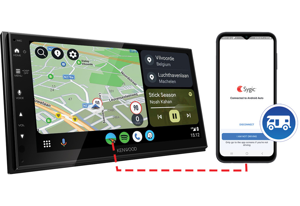 Kenwood DMX6523DABS 6.8″ Touchscreen CarPlay Android Auto Sygic GPS Subscription