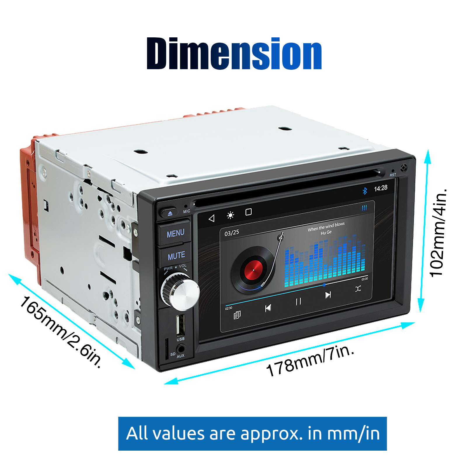 Double 2 DIN Carplay Stereo 6.2″ CD DVD Player FM AM Radio USB AUX-in TF Camera