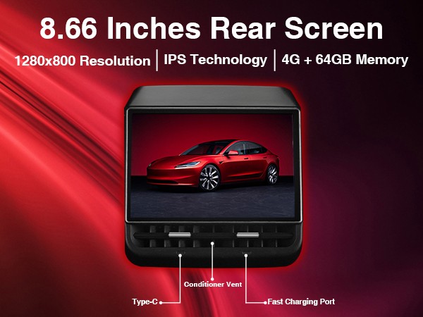 For Tesla Screen Auto Carplay Model 3(2017-2023)/Y (2020-2024） 8.66 inch