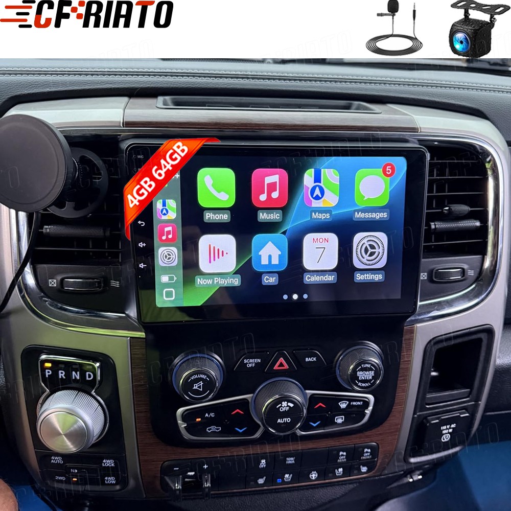For Dodge Ram 1500 2500 3500 Auto AC 13-19 Android15 Carplay Car Radio 4+64G Cam