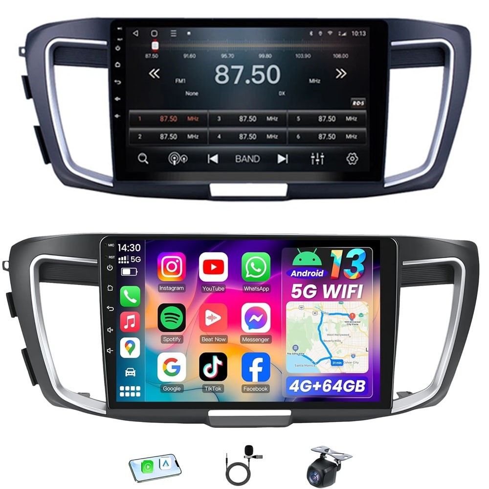 For 2013-2015 Honda Accord CarPlay Android 13 Car Radio Stereo Head Unit RDS