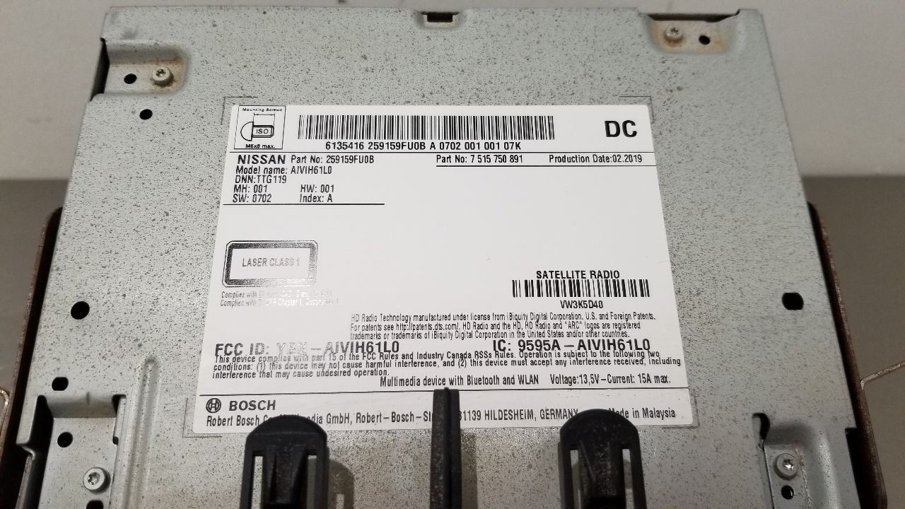 19 NISSAN TITAN XD RADIO AUDIO DISPLAY RECEIVER CONTROL PANEL 259159FU0B