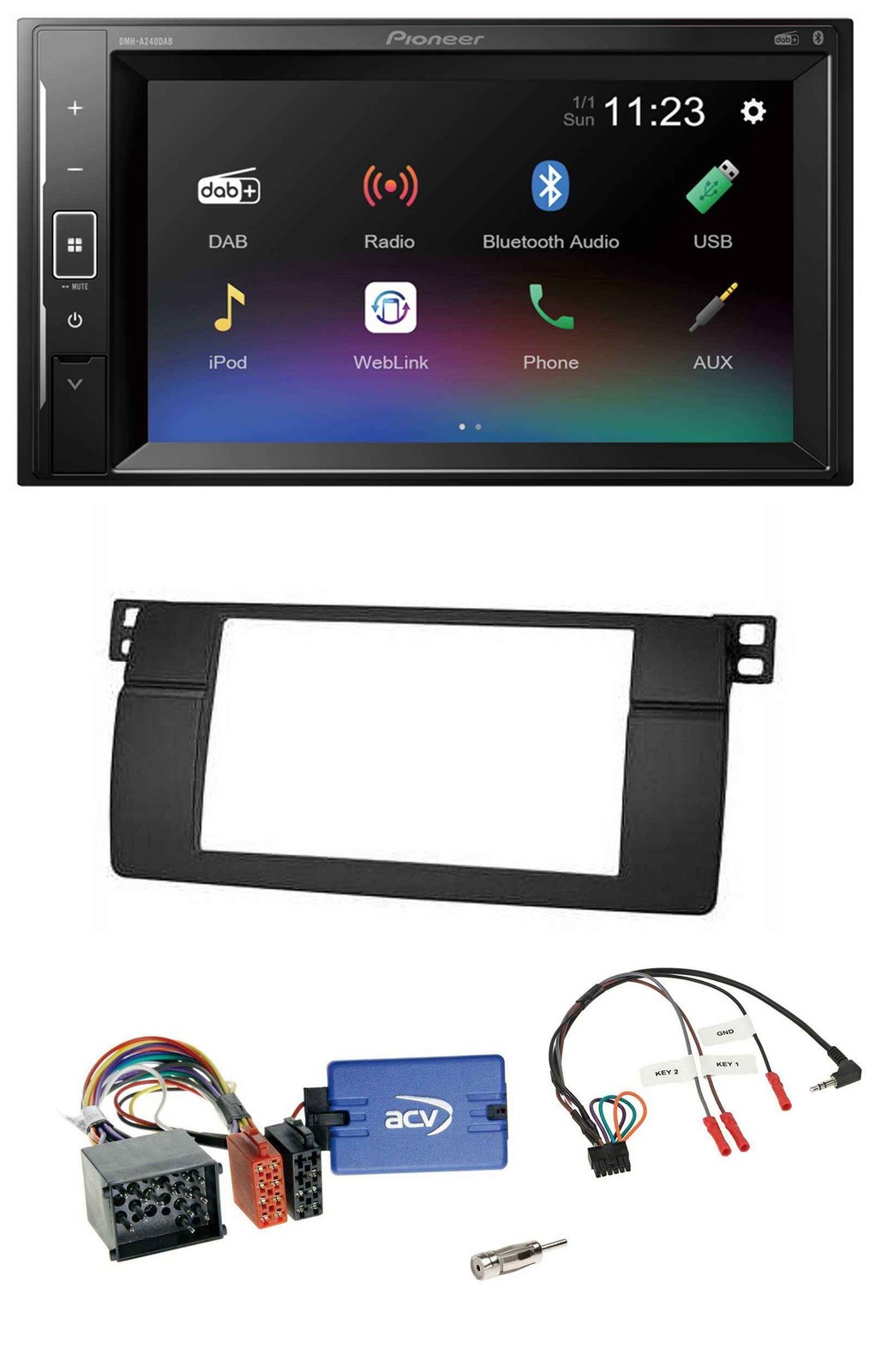 Pioneer DAB Steering Wheel 2DIN Bluetooth USB Car Stereo for BMW 3 Series E46 00-06 Pro