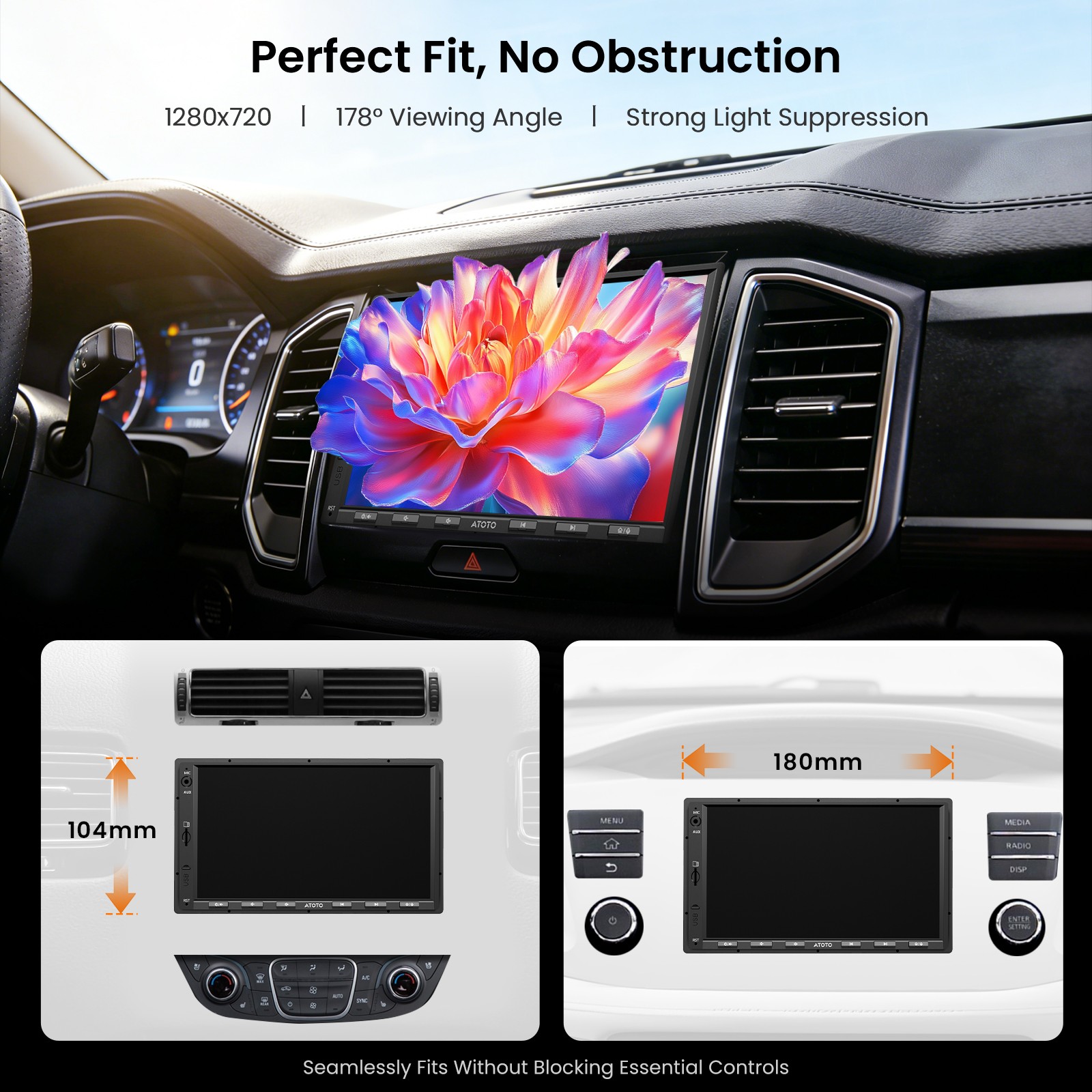 ATOTO A5L OBDII Android GenAI Car Stereo GPS Navi 24B EQ on Dash DVR+Rear Camera