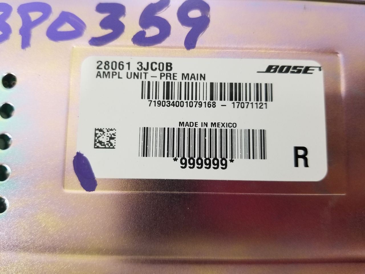 17 2017 INFINITI QX60 3.5L RADIO AUDIO AMPLIFIER 280613JC0B
