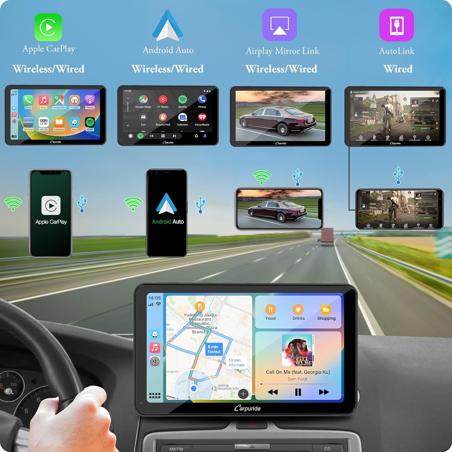 Carpuride W701Pro Wireless Carplay Android Auto Car Stereo Dual Bluetooth Audio