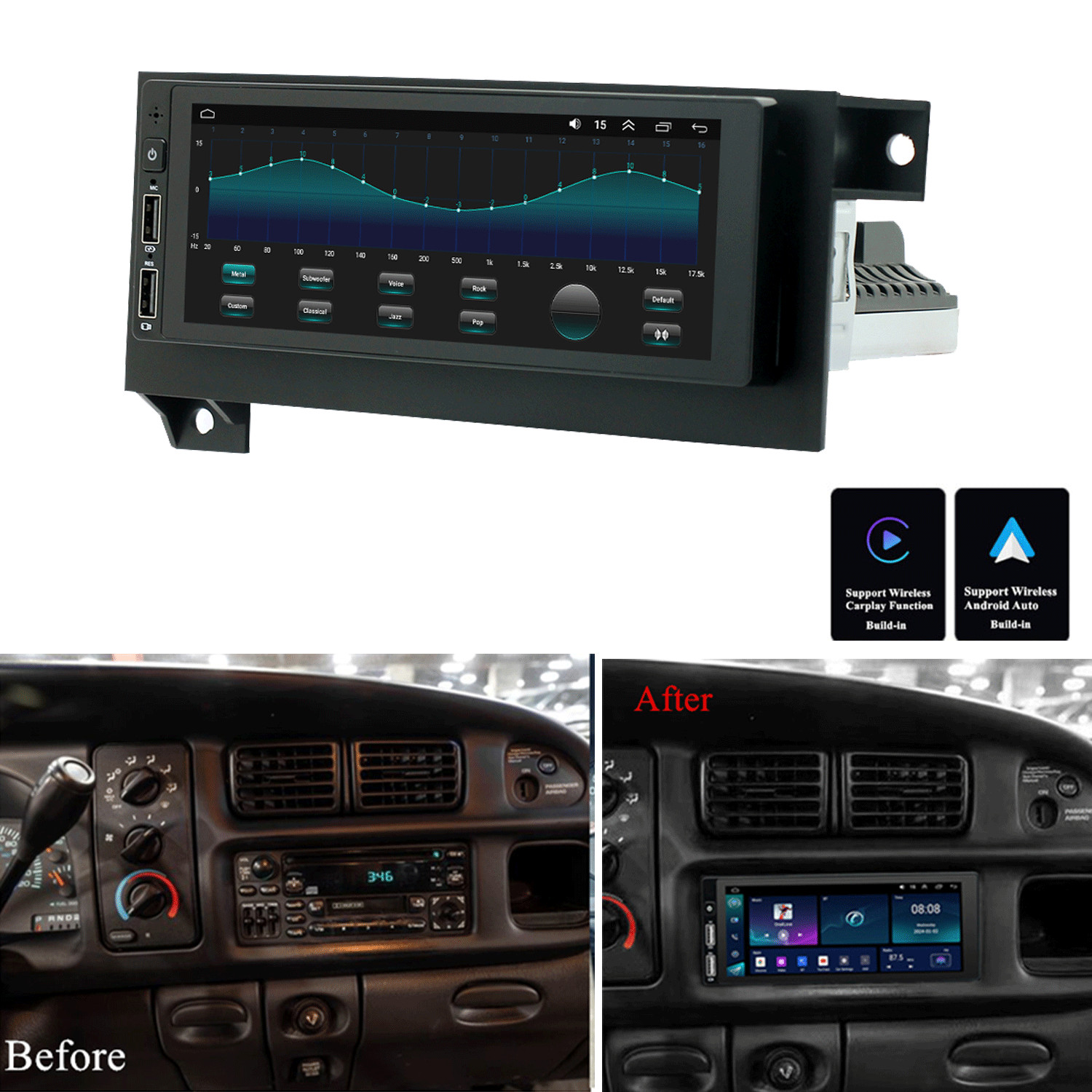 6.8″ Android 13.0 Stereo Radio NAV GPS WIFI For Old Chrysler Dodge Plymouth Jeep