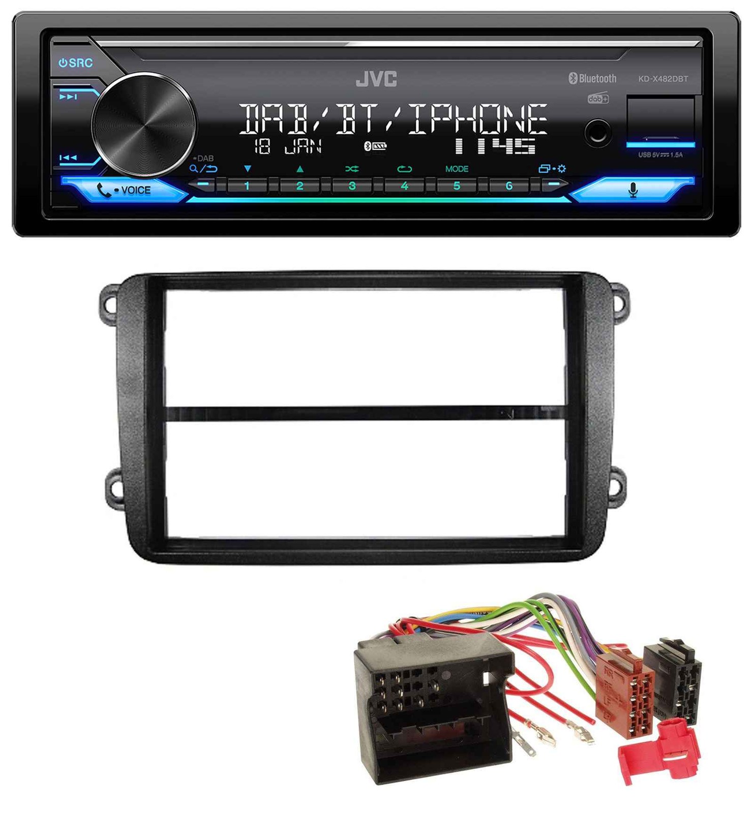 JVC Bluetooth DAB USB MP3 Car Stereo for VW Golf V VI Touran Passat 3C Caddy EOS