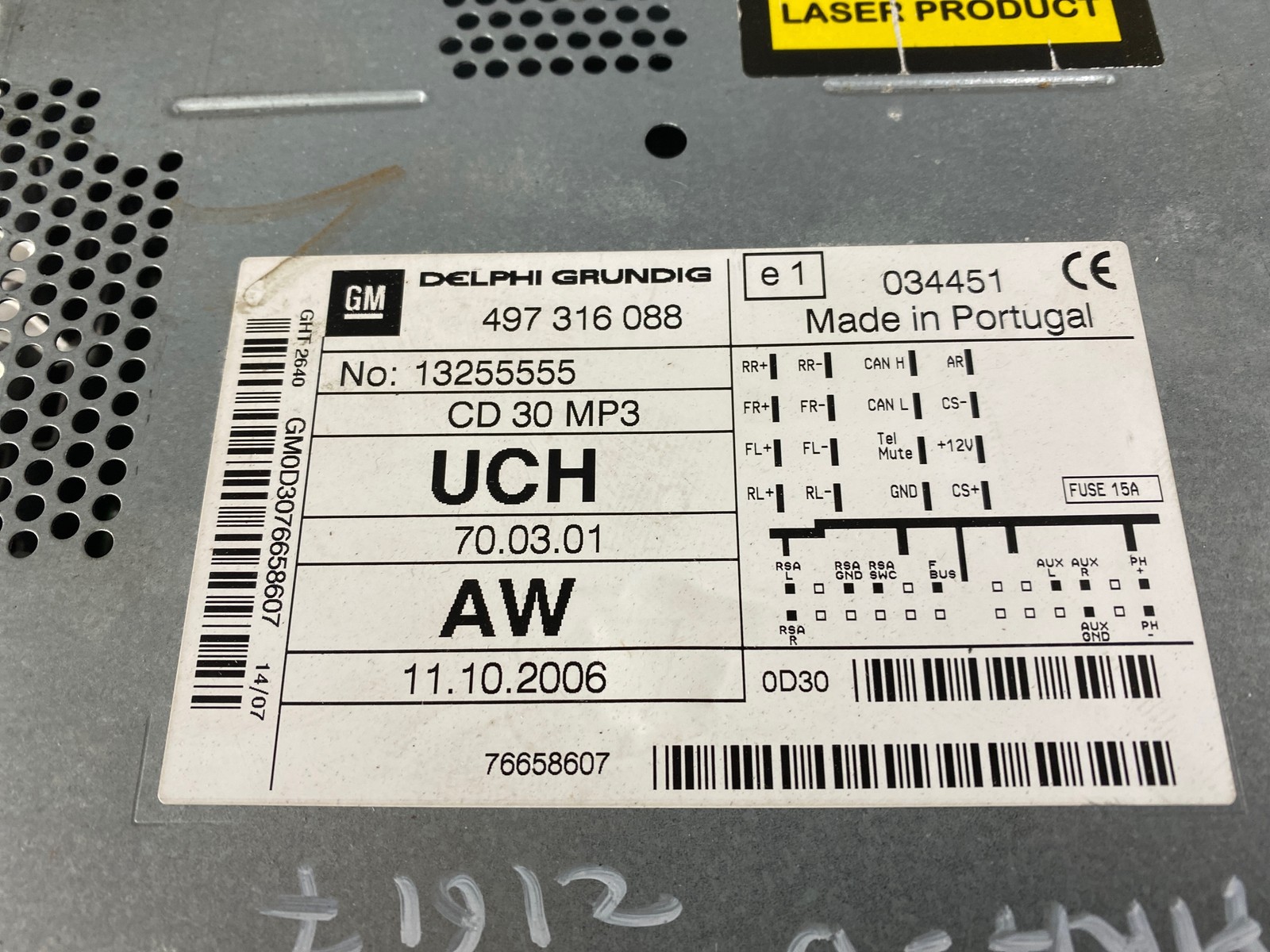 62884 radio Opel Zafira B (A05) 13255555 radio code not available