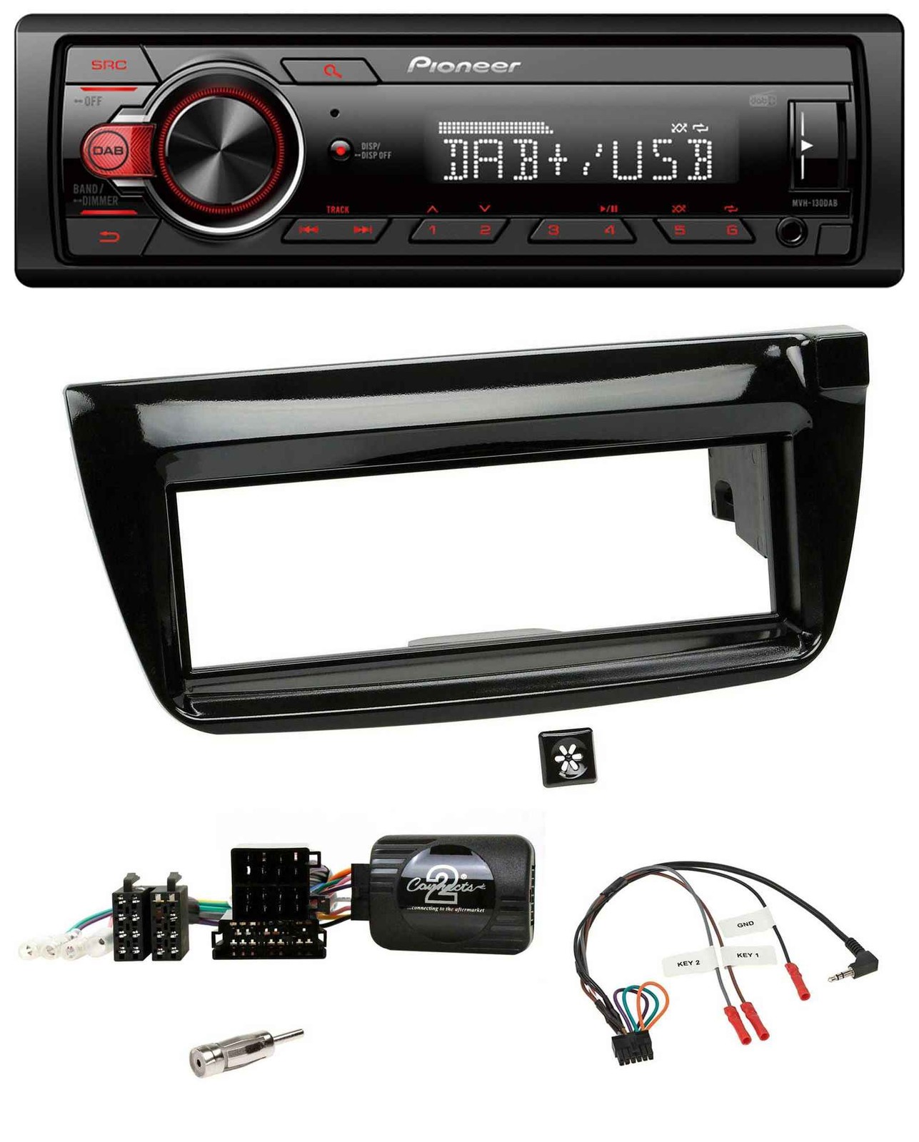 Pioneer MP3 1DIN DAB USB Steering Wheel Car Stereo for Fiat Doblo 2012-2015 Piano