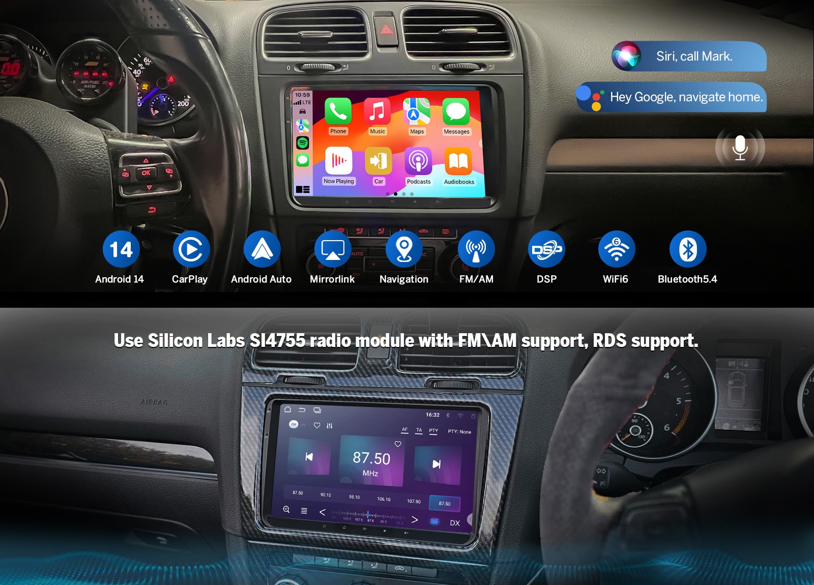 Android 13 Car Stereo Radio GPS Nav Apple CarPlay For VW Volkswagen Jetta Passat
