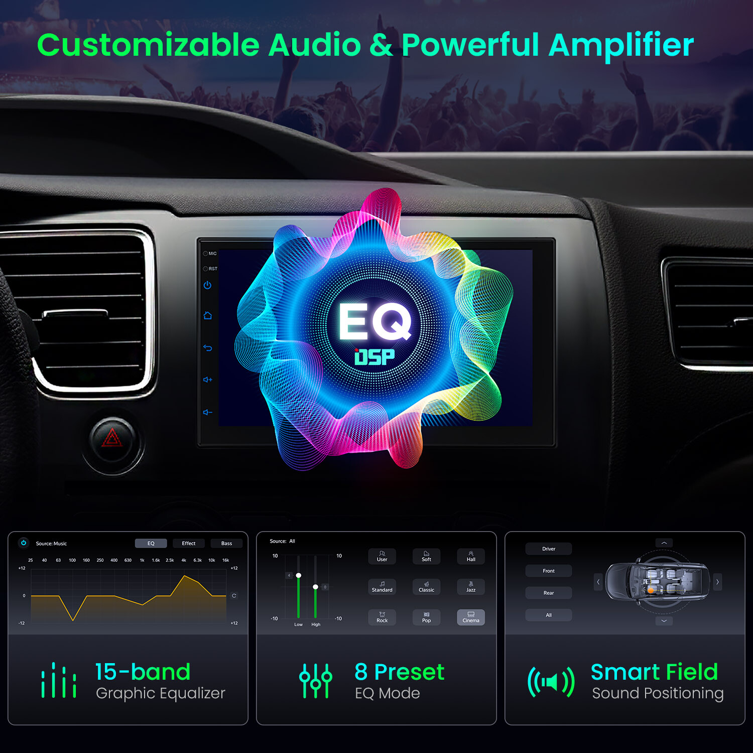XTRONS Double Din 7″ Android 14 8-Core 4+64GB Car Stereo Head Unit GPS Radio RDS
