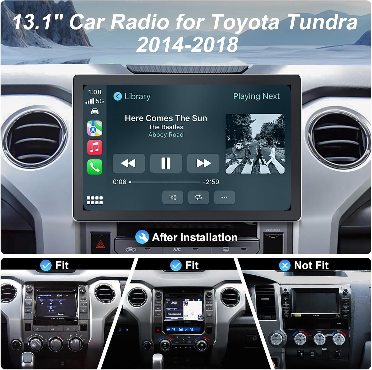13.1″ Car Radio Stereo Upgrade For 14-19 Toyota Tundra 8-CORE With CarPlay