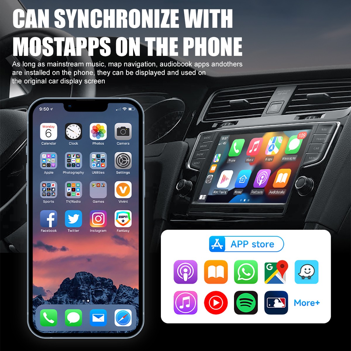 Wireless CarPlay Adapter for Apple iPhone & Android Auto USB Adapter Plug &Play