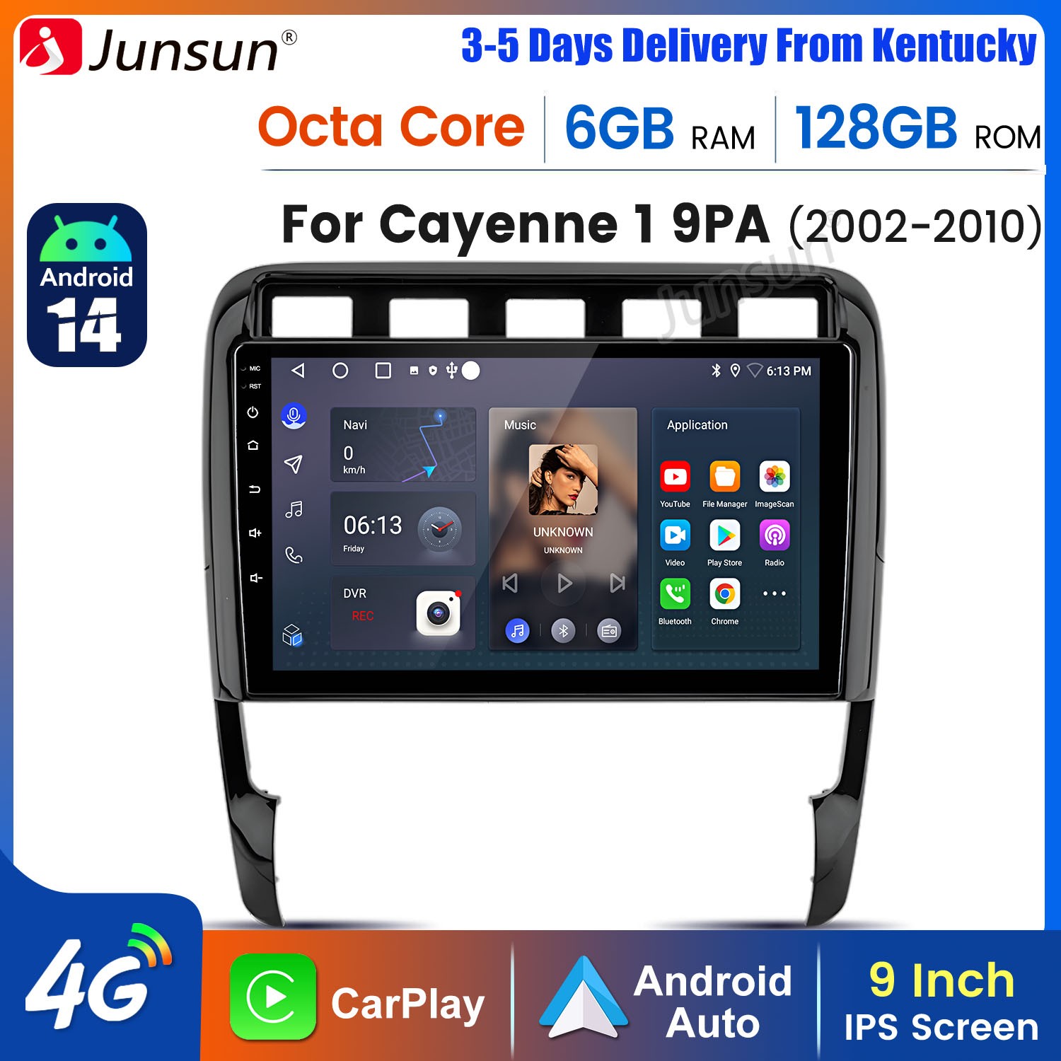 6+128G Carplay Android14 For Porsche Cayenne 2002-2010 Car Stereo Radio GPS Navi