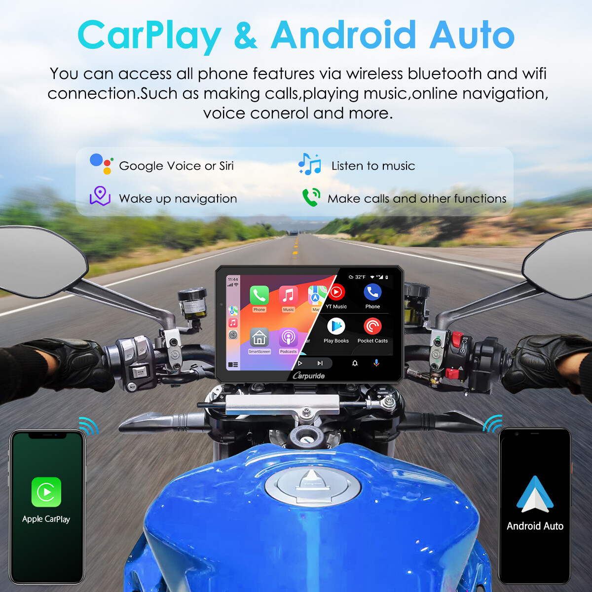 Carpuride W712D TPMS Wireless Carplay Wired Controlled Rotatable screen Dash Cam
