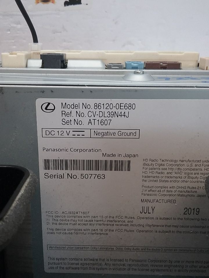 2020 LEXUS RX350 RECEIVER AND CLIMATE CONTROL FITS 20-22 ID 861200E680