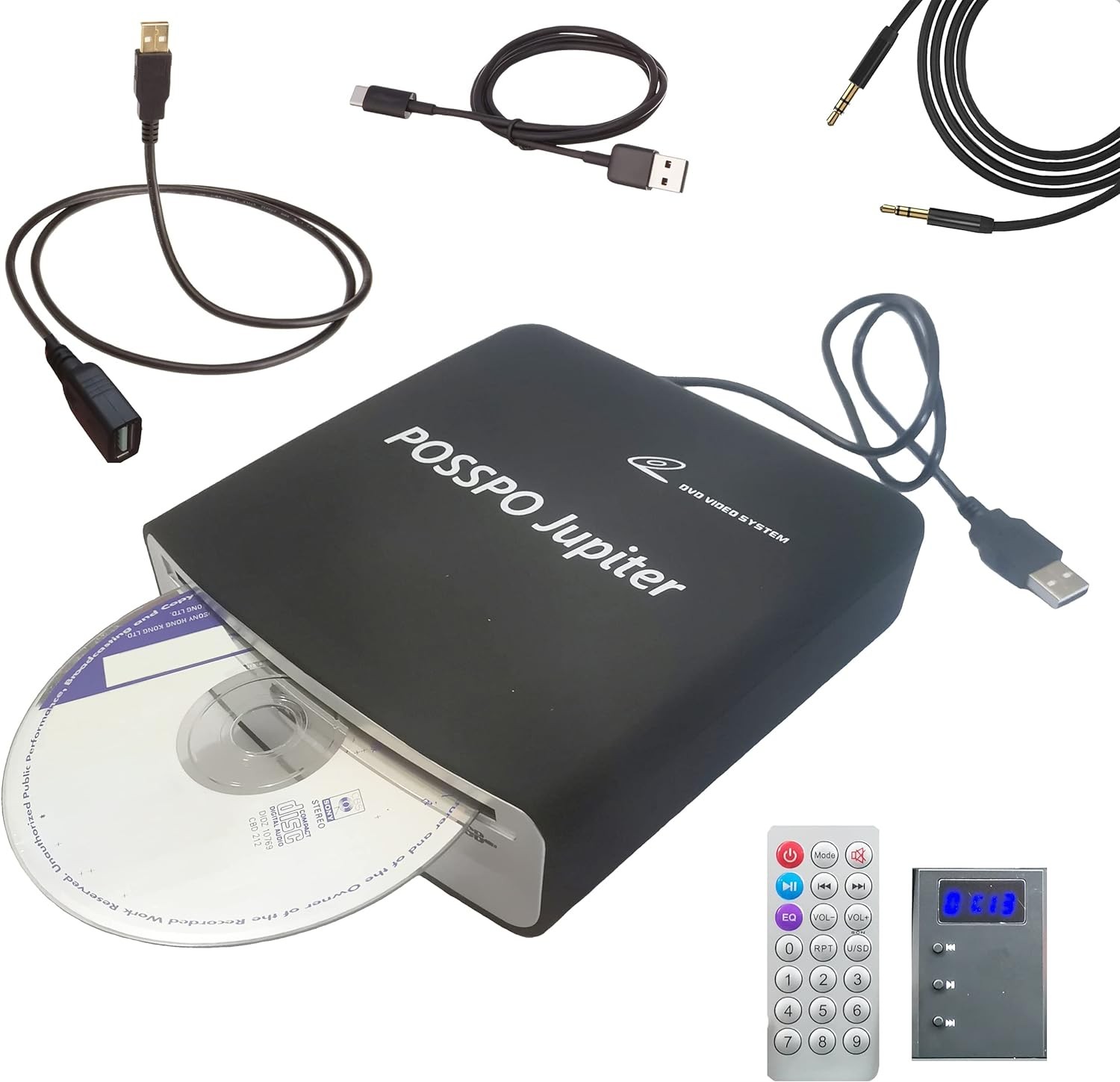 USB CD Player for Car Auto, Portable External CD DVD Player, USB Plug & Play (No