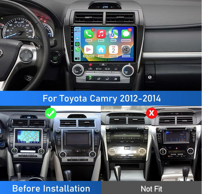 Car Stereo Radio Android 13.0 Carplay GPS FM +Cam For 2012-2014 Toyota Camry NEW