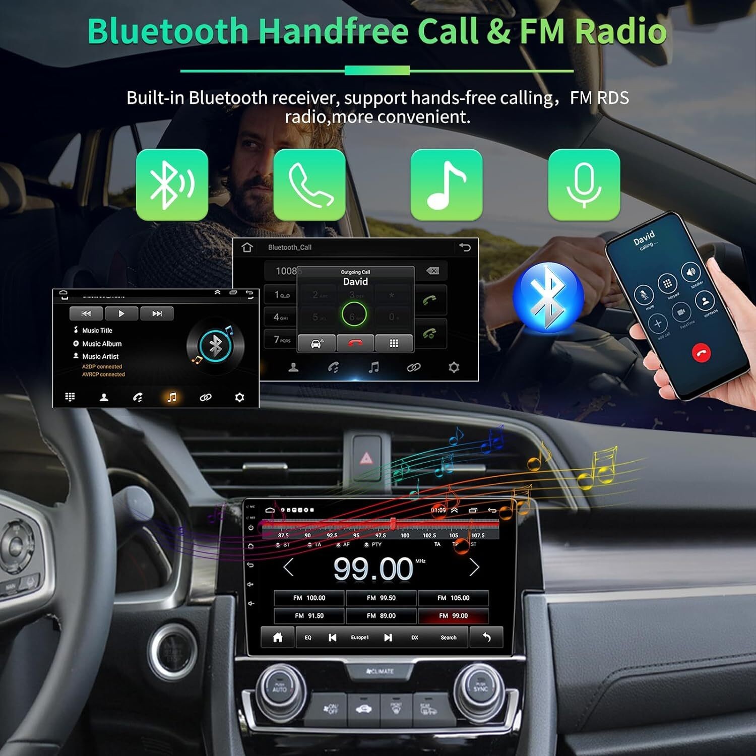 Car Radio Stereo Carplay For 2016-2021 Honda Civic 4+64G 9in CarPlay Car