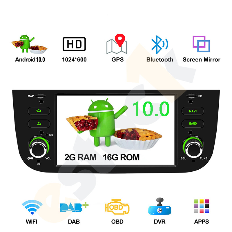CAR TABLET CAR RADIO ANDROID 14 1 DIN FIAT PUNTO EVO 2012-2016 2GB RAM 32GB ROM
