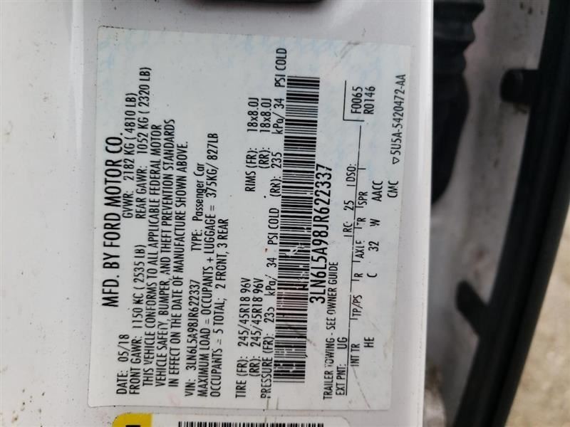 Audio Equipment Radio CD Player Single Disc Fits 17-20 MKZ 839070